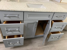 Load image into Gallery viewer, 60" Solid Wood Vanity With Quartz Countertop Single Sink White/Grey