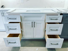 Load image into Gallery viewer, 54'' Solid Wood Vanity with Quartz Countertop - White/Grey