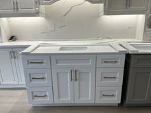 Load image into Gallery viewer, 60" Solid Wood Vanity With Quartz Countertop Single Sink White/Grey