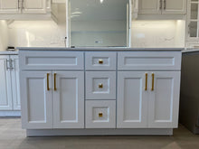 Load image into Gallery viewer, 60'' Solid Wood Vanity with Quartz Countertop Double Sink -White/Grey