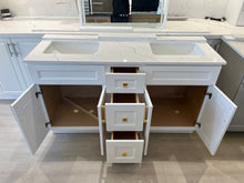 Load image into Gallery viewer, 60'' Solid Wood Vanity with Quartz Countertop Double Sink -White/Grey