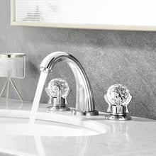 Load image into Gallery viewer, Widespread Faucet Crystal 2-Handle Bathroom Faucet with 3 Holes