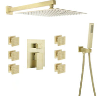 Load image into Gallery viewer, Rainfall Shower Systems with 6 Body Jets Wall Mounted