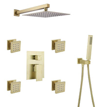 Load image into Gallery viewer, Rainfall Shower Systems with 4 Body Jets Wall Mounted
