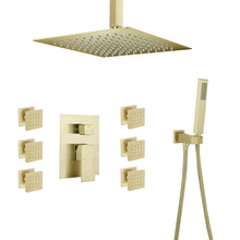 Load image into Gallery viewer, Rainfall Shower Systems with 6 Body Jets Ceiling Mounted