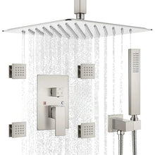 Load image into Gallery viewer, Rainfall Shower Systems with 4 Body Jets Ceiling Mounted