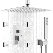 Load image into Gallery viewer, Rainfall Shower Systems with 4 Body Jets Ceiling Mounted