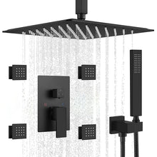 Load image into Gallery viewer, Rainfall Shower Systems with 4 Body Jets Ceiling Mounted