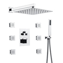 Load image into Gallery viewer, Full Thermostatic Rainfall Shower Sets 6 Body Jets