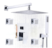 Load image into Gallery viewer, Rainfall Shower Systems with 4 Body Jets Wall Mounted