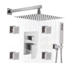 Load image into Gallery viewer, Rainfall Shower Systems with 4 Body Jets Wall Mounted
