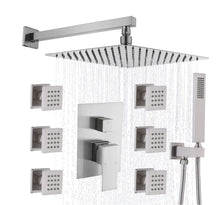 Load image into Gallery viewer, Rainfall Shower Systems with 6 Body Jets Wall Mounted