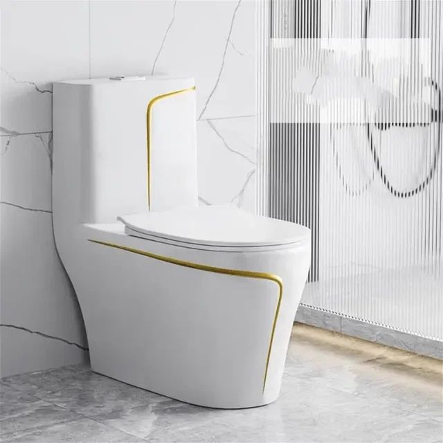 Modern White and Gold, Ceramic Toilets  Dual Flush