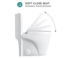 Load image into Gallery viewer, Dual-Flush Elongated One Piece Toilet Bowl - Soft Close Seat with High Efficiency Dual Flush in White
