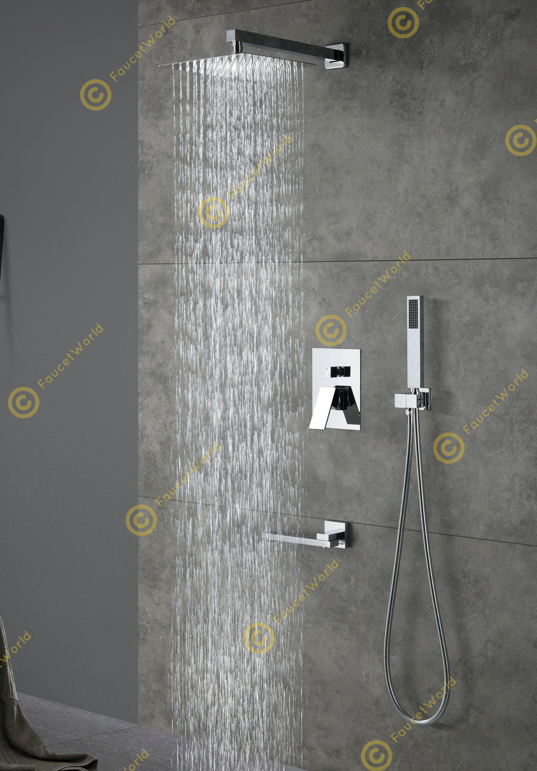 Rainfall 3 Way Shower Sets with Rough-in Valve