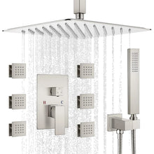 Load image into Gallery viewer, Rainfall Shower Systems with 6 Body Jets Ceiling Mounted
